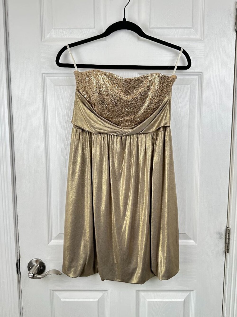 Vintage Jessica McClintock for Gunne Sax Gold Strapless Homecoming Dress โ Sz 7